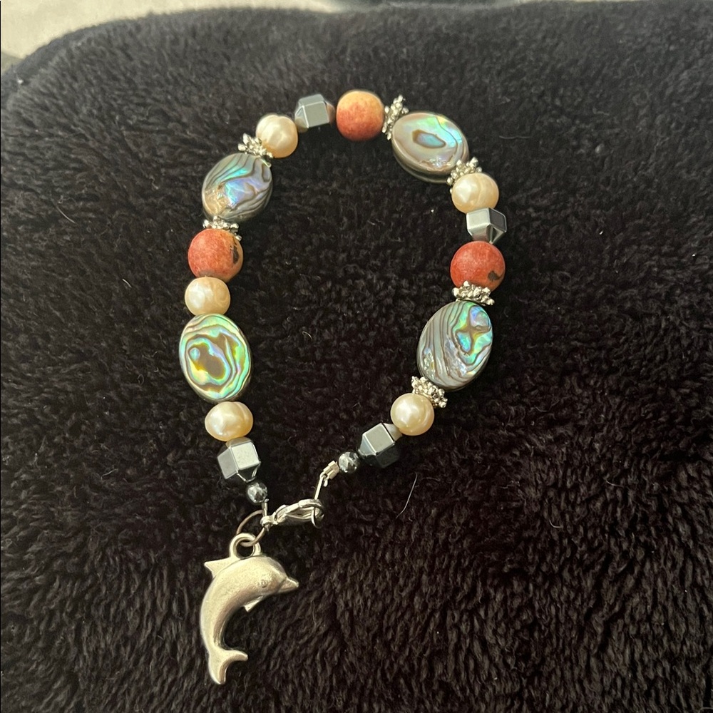 Elegant Dolphin Charm Bracelet with Multicolor Beads